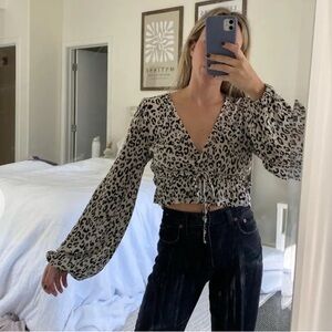 Leopard Print V-Neck Blouse